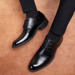 Black leather shoes men's shoes breathable British pointed toe business formal men's leather shoes