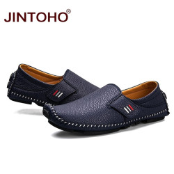 Fashion Men Genuine Leather Shoes Slip On Men Loafers Casual Men Boat Shoes